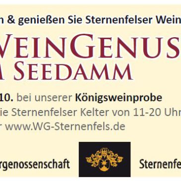 „Kunst und Genuss“ in Bretten vom 24.-26. Sept. – Königsweinprobe an der Kelter am 3.10.2021